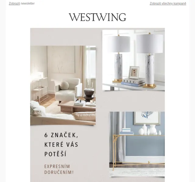 Westwing: Express makeover 6 značek červen 2026 | Nuslet.cz