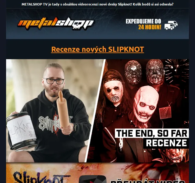 METALSHOP: Recenze Slipknot a merch The End So Far – červen 2026 | Nuslet.cz