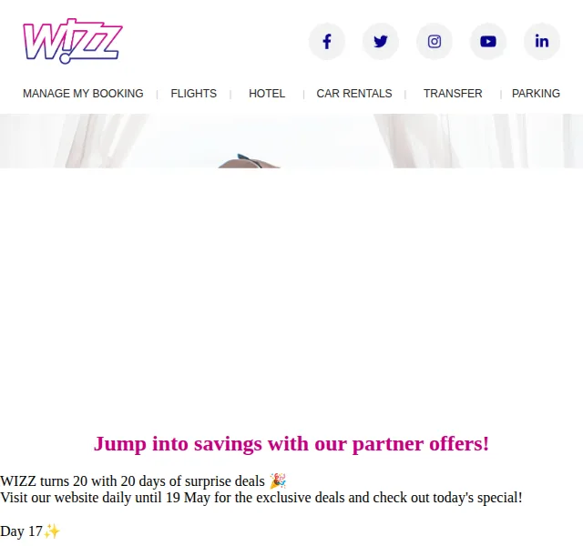 Wizz Air: Surprise Days – slevy až 20 % – červenec 2026 | Nuslet.cz