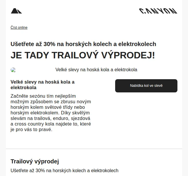 Canyon Bicycles: Slevy až 30 % na horská kola – červen 2026 | Nuslet.cz