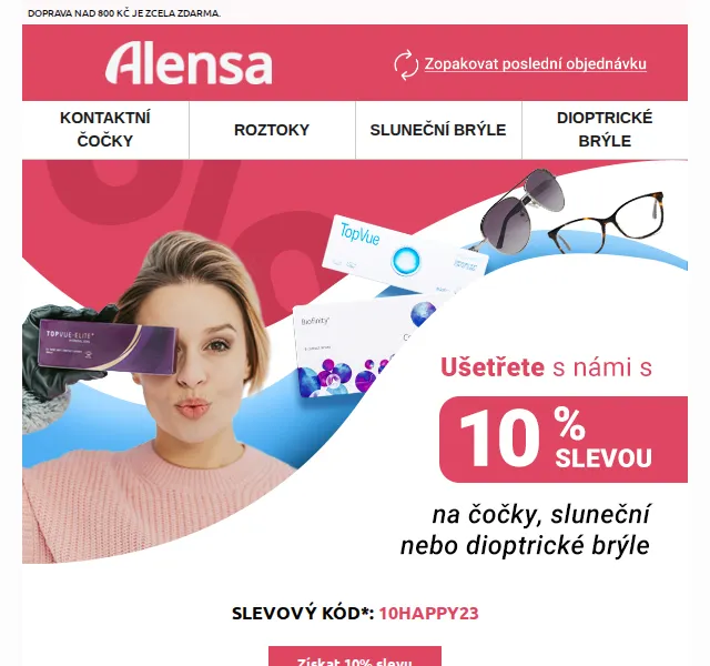 Alensa: 10% sleva na brýle a kontaktní čočky – červenec 2026 | Nuslet.cz