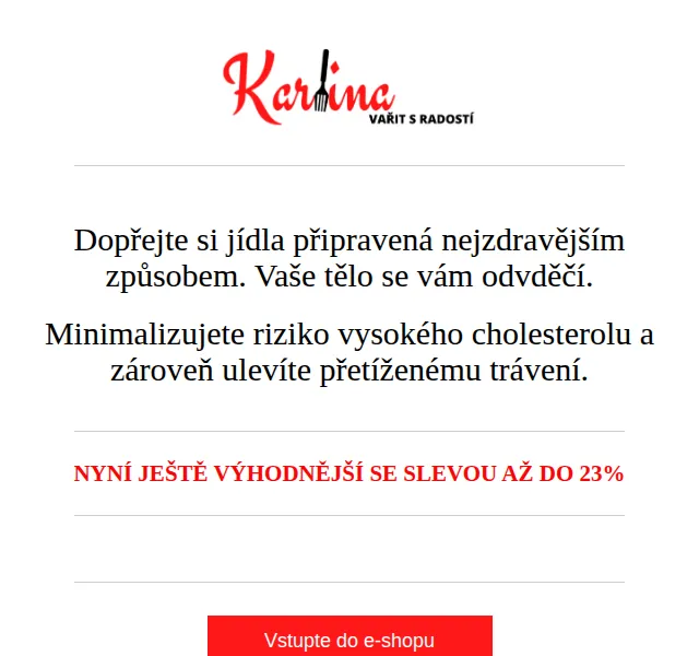 Karlina CZ: Vaření v páře se slevou až 23 % – červen 2026 | Nuslet.cz