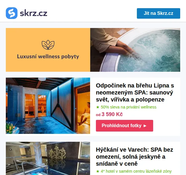Skrz: wellness pobyty s 50% slevou – červenec 2026 | Nuslet.cz