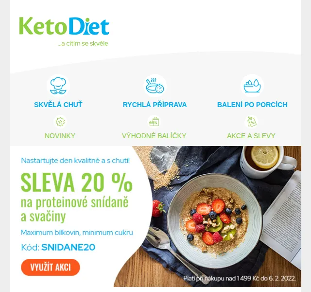 KetoDiet: 20% sleva na proteinové snídaně – červen 2026 | Nuslet.cz