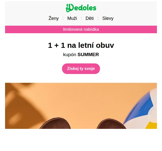 Dedoles.cz: 1+1 na letní obuv zdarma – červenec 2026 | Nuslet.cz