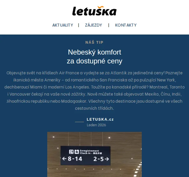 Letuška.cz: Letenky Air France a zájezd New York – únor 2026 | Nuslet.cz