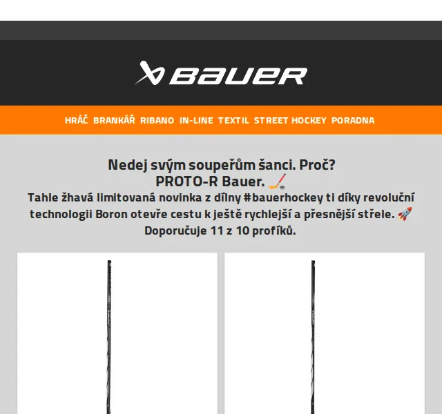 Bauer Hockey Česko: Hokejka Proto R – červenec 2026 | Nuslet.cz