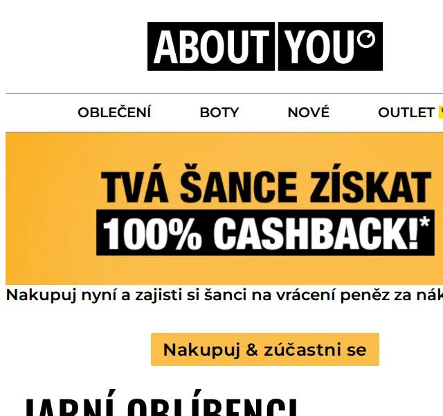 ABOUT YOU: Šance na 100% cashback – červenec 2026 | Nuslet.cz