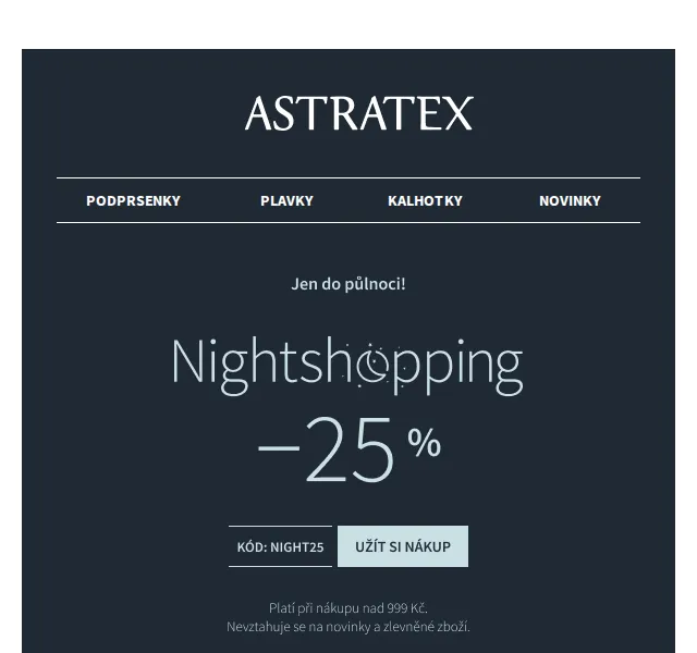 Astratex.cz: Nightshopping sleva 25 % a doprava zdarma – červen 2026 | Nuslet.cz