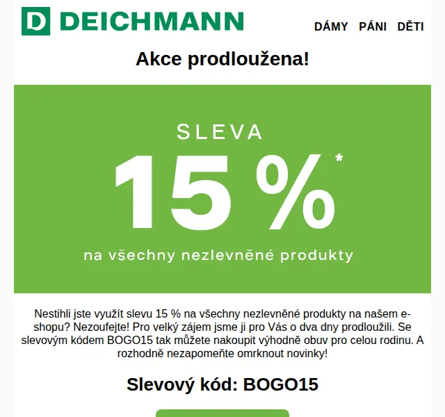 DEICHMANN: sleva 15 % na vše – červenec 2026 | Nuslet.cz