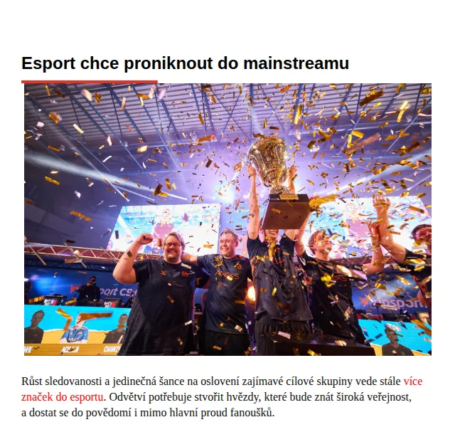 Marketing & Media: Esport cílí na mainstream – červen 2026 | Nuslet.cz