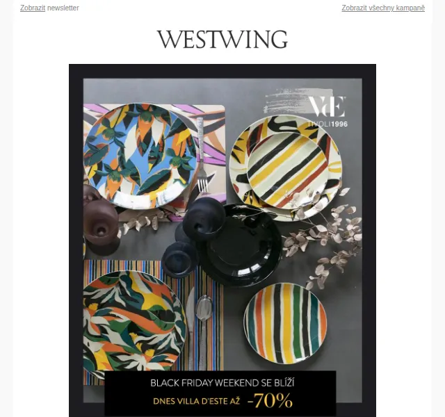 Westwing: Villa d'Este Black Friday až -65% – prosinec 2026 | Nuslet.cz