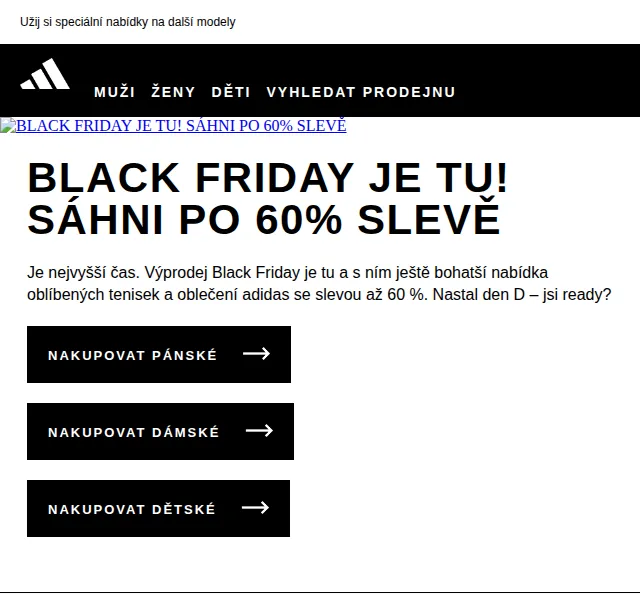 Adidas: Black Friday se slevou až 60 % – červen 2026 | Nuslet.cz