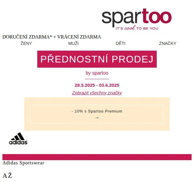 Spartoo: Až -50% na Adidas, Gabor, Ralph Lauren – červenec 2026 | Nuslet.cz