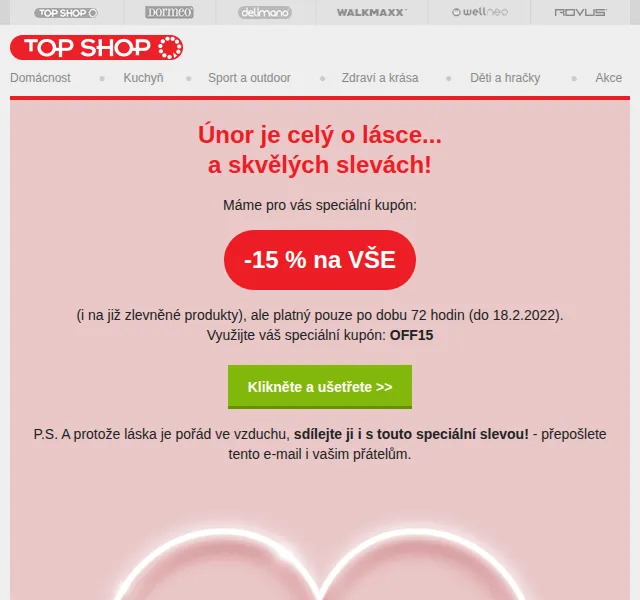 Top Shop: -15% na vše – únor 2022 | Nuslet.cz