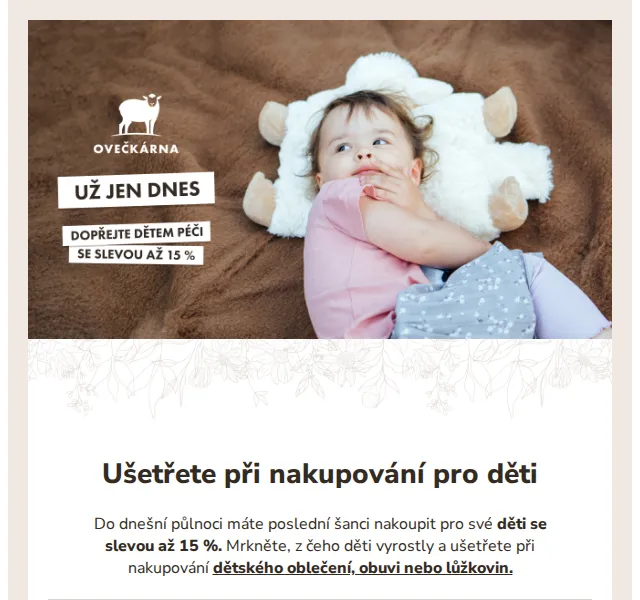 Ovečkárna: Sleva až 15 % na dětské oblečení a doplňky – červenec 2026 | Nuslet.cz