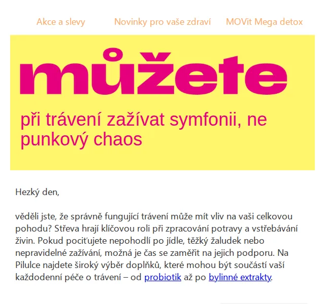 Pilulka: MOVit Mega detox a probiotika – červenec 2026 | Nuslet.cz