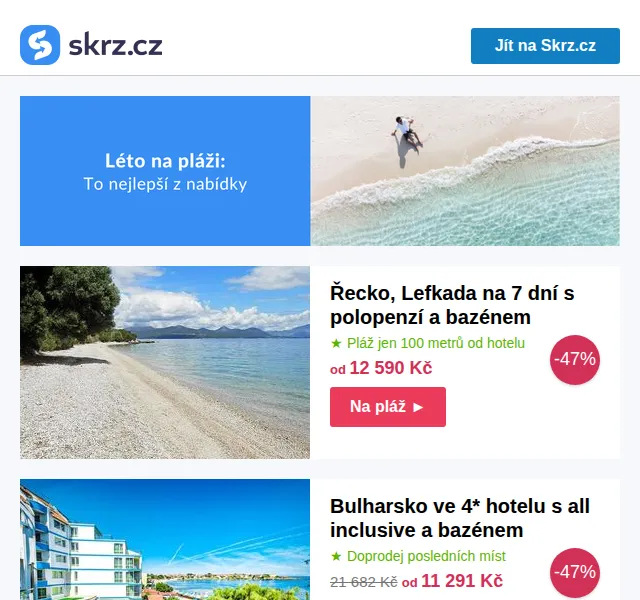 Skrz: Last minute zájezdy k moři se slevou až -47 % – červenec 2026 | Nuslet.cz