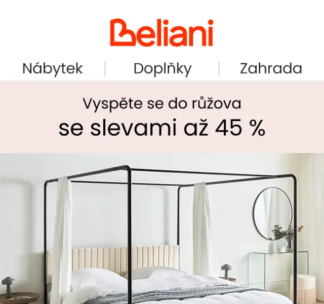 Beliani.cz: Až 45 % slevy na postele – květen 2026