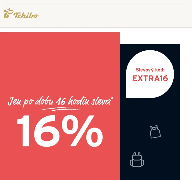 Tchibo: Extra 16% sleva po dobu 16 hodin – červen 2026 | Nuslet.cz
