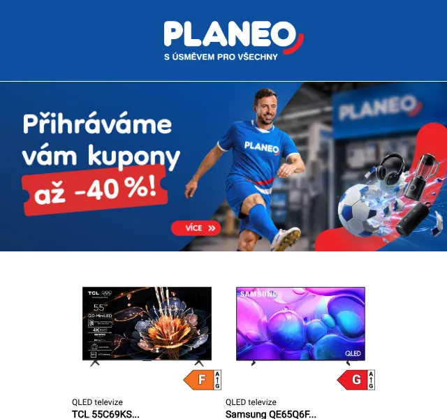 Planeo: Kupony až −40 % na elektro a domácnost – červen 2026