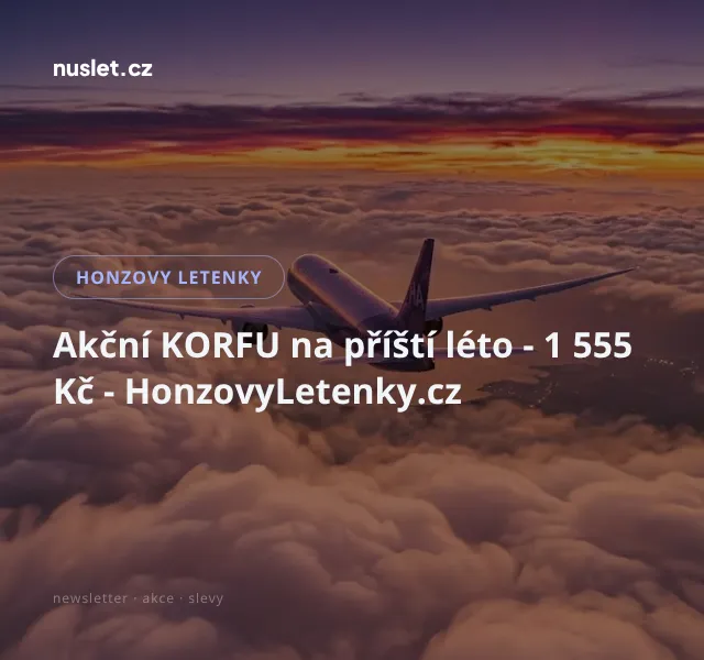 Honzovy letenky: Korfu od 1 555 Kč – srpen 2026
