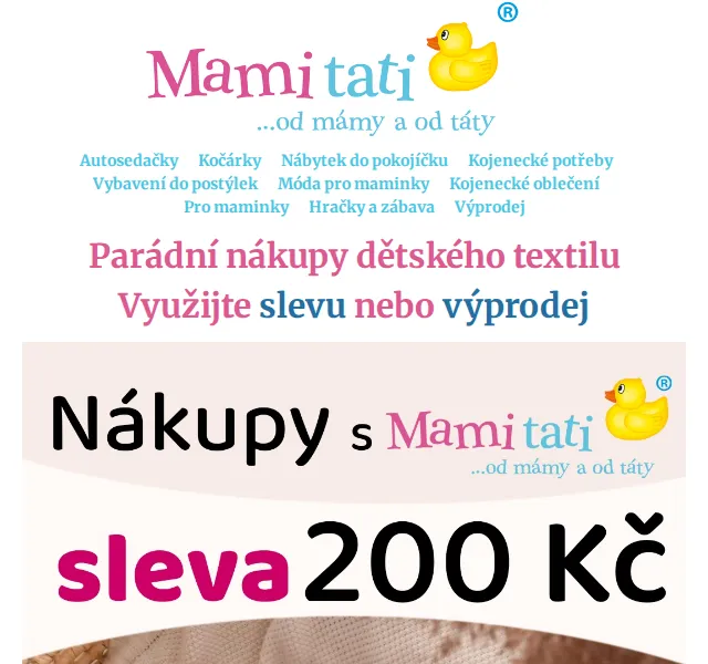 Mamitati: Sleva 200 Kč a výprodej až 50 % – červen 2026 | Nuslet.cz