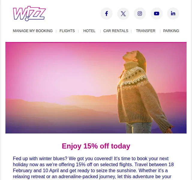 Wizz Air: Sleva 15 % na letenky – červen 2026 | Nuslet.cz