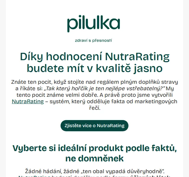 Pilulka.cz: Doplňky stravy s NutraRating A+ – červenec 2026 | Nuslet.cz