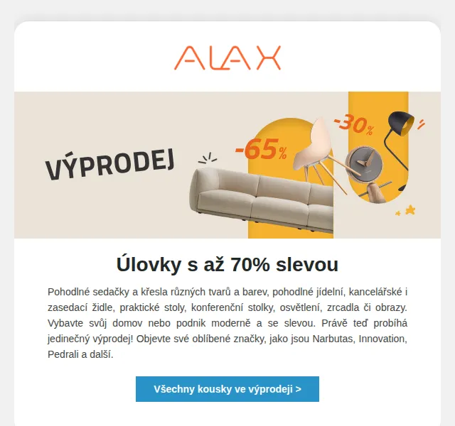 ALAX nábytek: Novoroční výprodej až 70 % sleva – červenec 2026 | Nuslet.cz