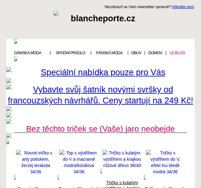 Blancheporte: Trička a topy od 249 Kč – červen 2026 | Nuslet.cz