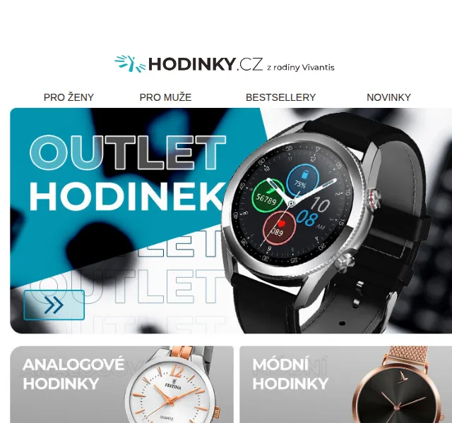 Hodinky.cz: OUTLET slevy až 50 % + Festina Eva Adamczyková – červen 2026 | Nuslet.cz