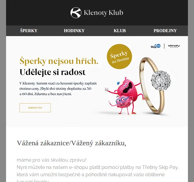 Klenoty Aurum: šperky na splátky Skip Pay – červen 2026 | Nuslet.cz