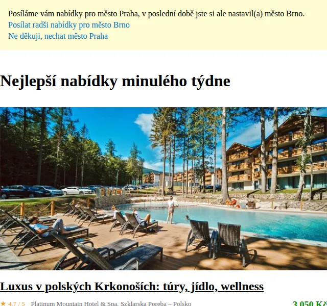 Slevomat: Polské Krkonoše i Praha – wellness od 1 890 Kč – červenec 2026 | Nuslet.cz