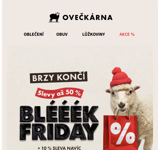 Ovečkárna: Blééék Friday slevy až -50 % + extra 10 % – červenec 2026 | Nuslet.cz