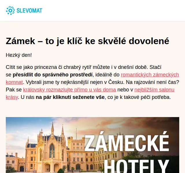 Slevomat: Zámecké hotely a wellness od 59 Kč – červen 2026 | Nuslet.cz