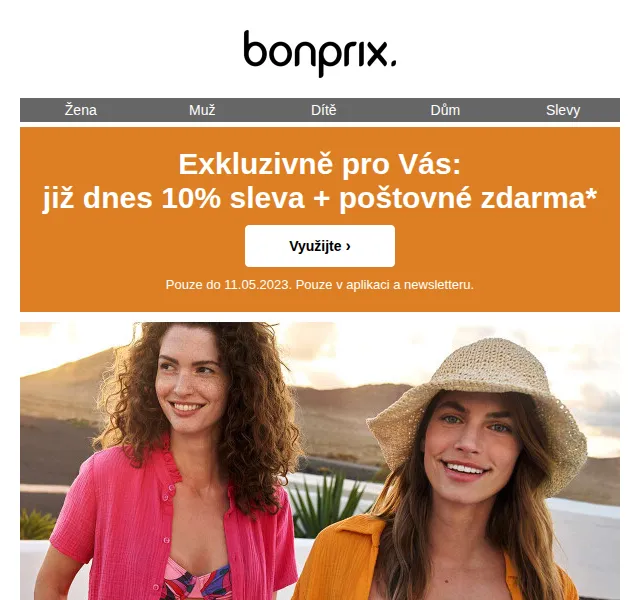 bonprix: 10% sleva + poštovné zdarma – červen 2026 | Nuslet.cz