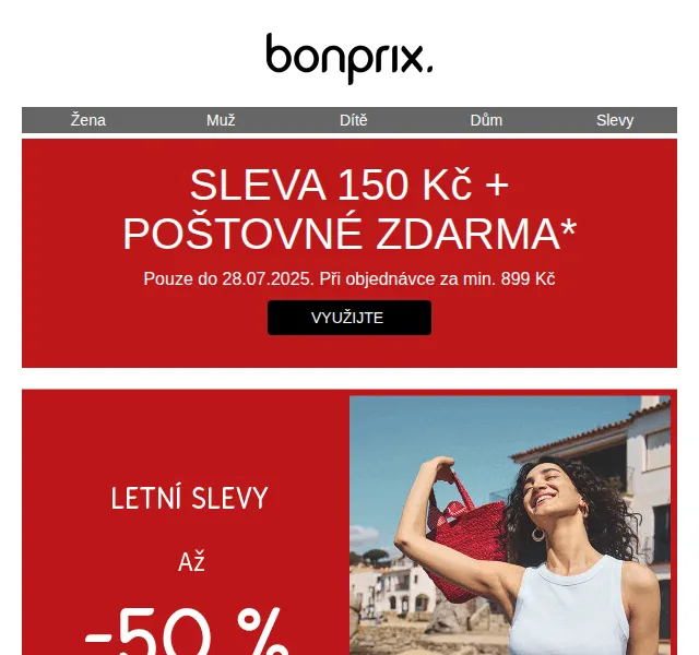 Bonprix: Sleva 150 Kč a poštovné zdarma – červenec 2026 | Nuslet.cz