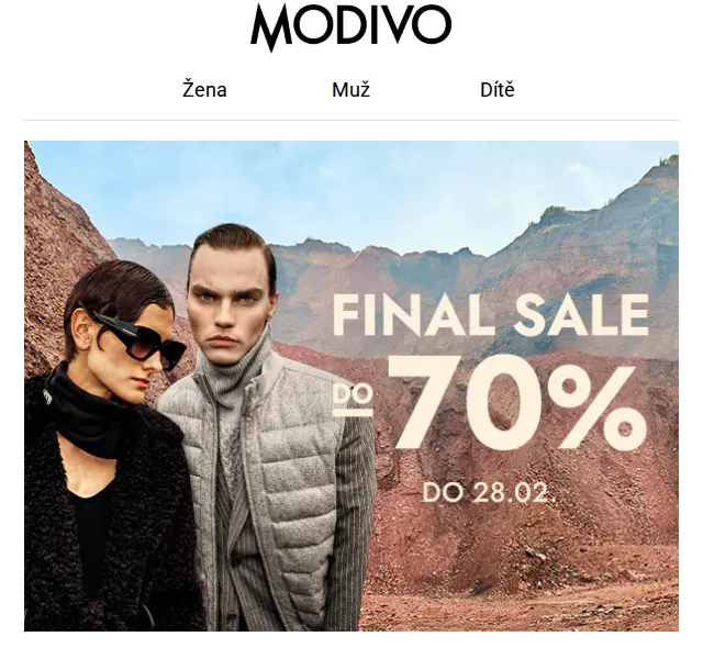 Modivo: Final Sale do -70 % – červen 2026 | Nuslet.cz