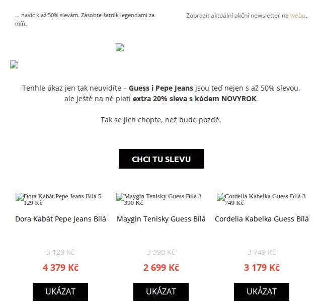 UrbanStore: Extra 20% sleva na Guess a Pepe Jeans – červen 2026 | Nuslet.cz