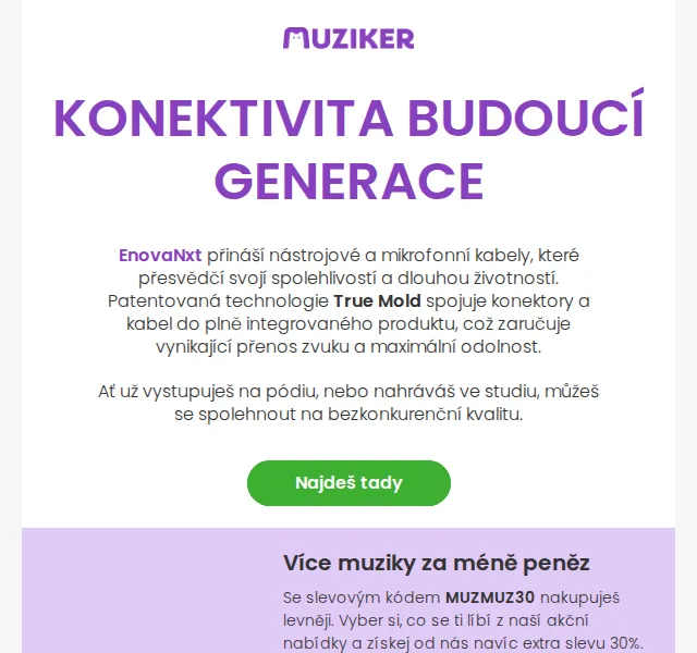 Muziker: Prémiové kabely EnovaNxt – červenec 2026 | Nuslet.cz