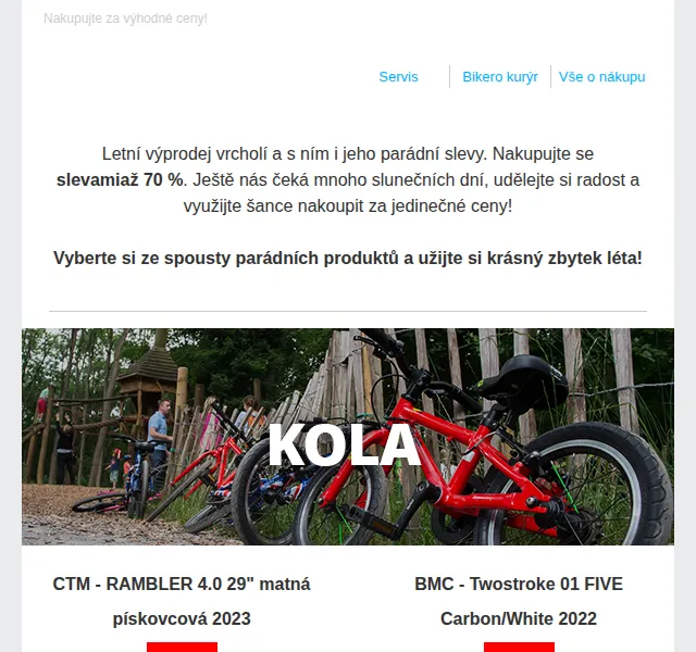 CzBikero: Letní výprodej se slevami až 70 % – červenec 2026 | Nuslet.cz