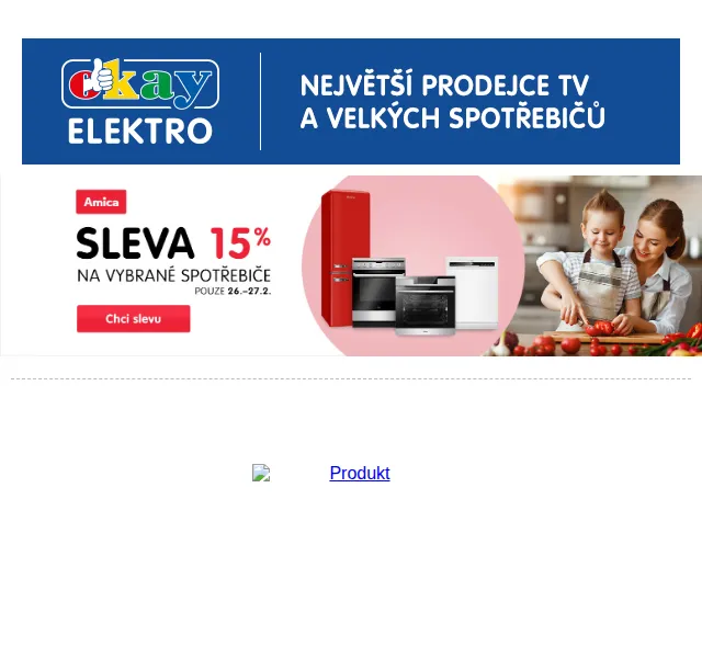 OKAY: Velké spotřebiče Amica s 15% slevou – červen 2026 | Nuslet.cz