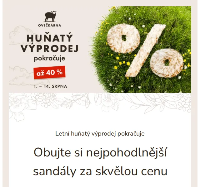 Ovečkárna: Sandály se slevou až 30 % – srpen 2026 | Nuslet.cz