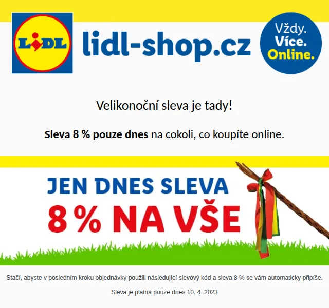 Lidl: Sleva 8 % na vše – duben 2023 | Nuslet.cz