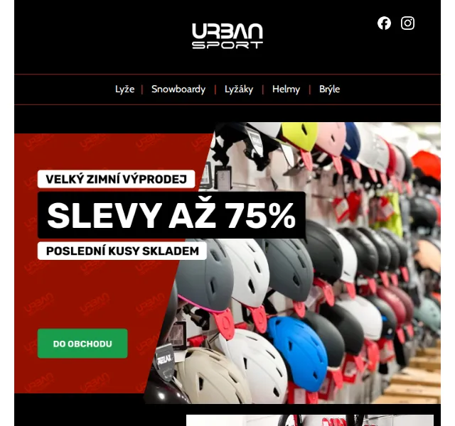 Urban Sport: Lyžařská výbava se slevou až 55 % – červen 2026 | Nuslet.cz