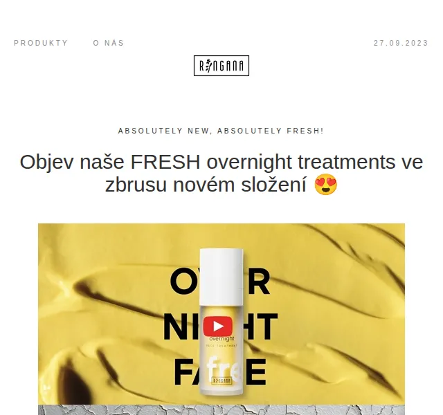 RINGANA: FRESH overnight treatments v novém složení – červenec 2026 | Nuslet.cz