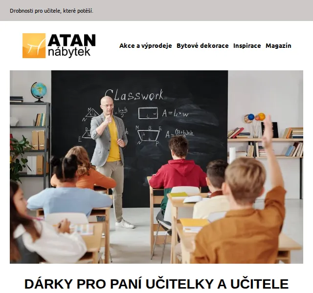 ATAN nábytek: Dárky pro učitele od 98 Kč – červenec 2026 | Nuslet.cz