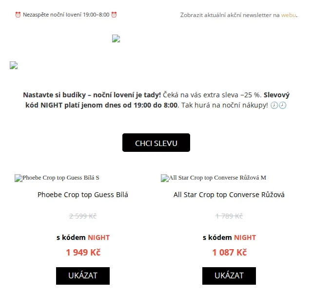 UrbanStore: NightShopping sleva 25 % na Guess a Converse – červen 2026 | Nuslet.cz
