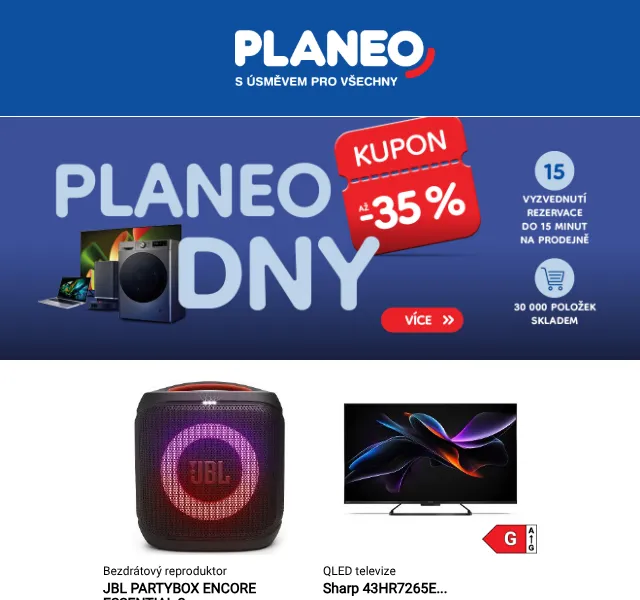 Planeo: slevy až 20 % — PLANEO DNY do neděle